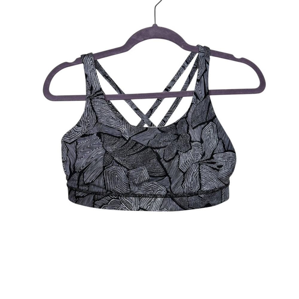Lululemon Energy Bra Mini Dottie Tribe Stretch Breathable White Black Women‎ 8
